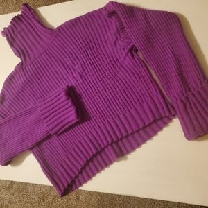 Nine West, very purple turtleneck, crop front, sweater, size M